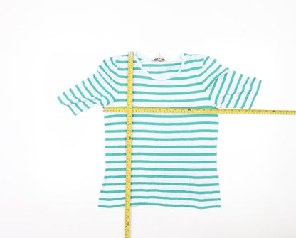 Hobbs Women’s XS Green White Striped Cotton Jersey T-Shirt