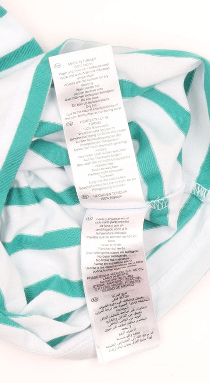 Hobbs Women’s XS Green White Striped Cotton Jersey T-Shirt