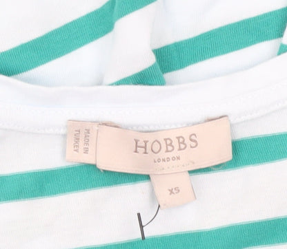 Hobbs Women’s XS Green White Striped Cotton Jersey T-Shirt