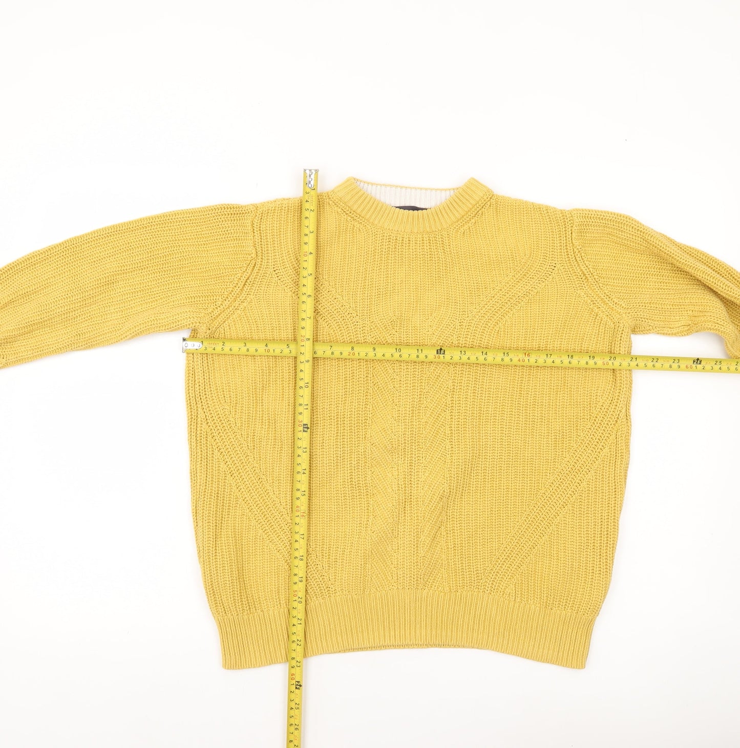 Marks and Spencer Women’s Yellow Cotton Mock Neck Jumper Size S
