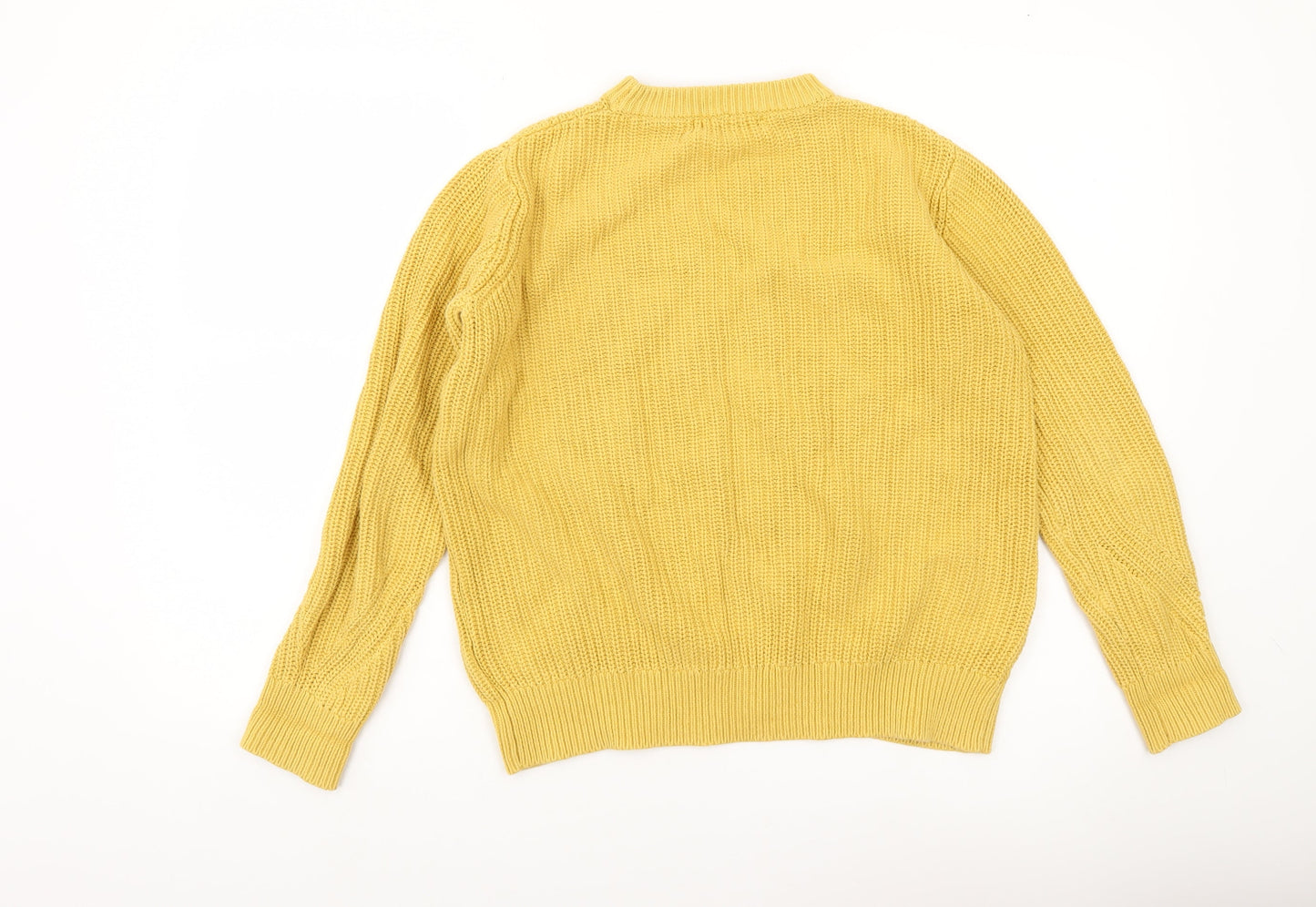 Marks and Spencer Women’s Yellow Cotton Mock Neck Jumper Size S