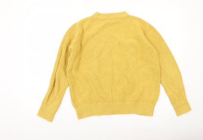 Marks and Spencer Women’s Yellow Cotton Mock Neck Jumper Size S
