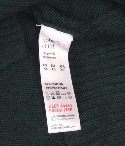 Nobody's Child Women's Green XS Mock Neck Knit Jumper