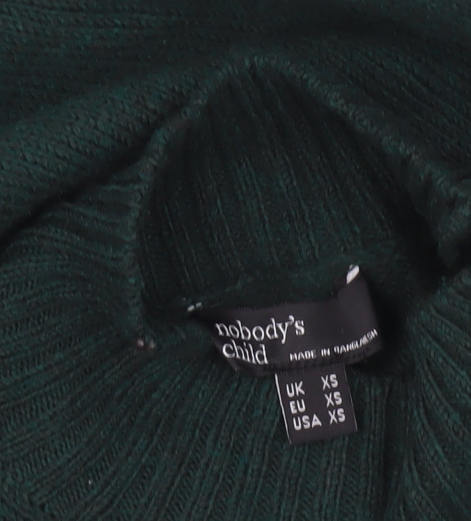 Nobody's Child Women's Green XS Mock Neck Knit Jumper