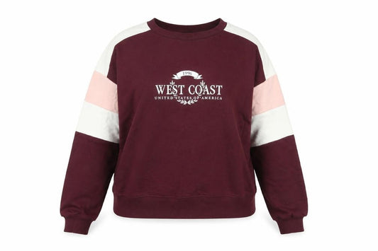 New Look Womens Red Colourblock Crew Neck Logo Pullover Sweatshirt M