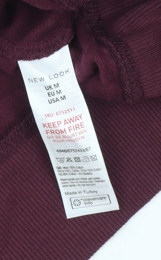 New Look Womens Red Colourblock Crew Neck Logo Pullover Sweatshirt M