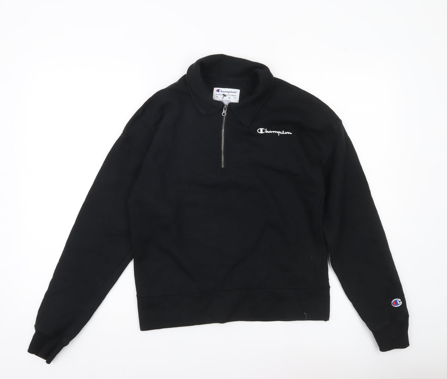 Champion Women Black XS Pullover Sweatshirt 1/4 Zip Logo