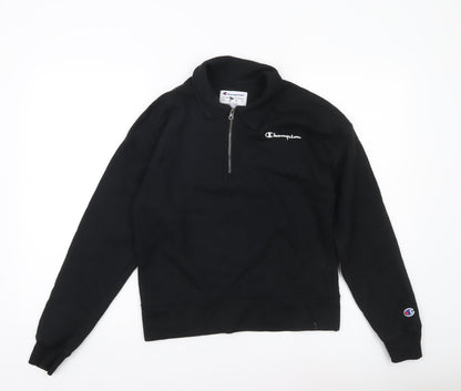 Champion Women Black XS Pullover Sweatshirt 1/4 Zip Logo