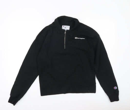 Champion Women Black XS Pullover Sweatshirt 1/4 Zip Logo