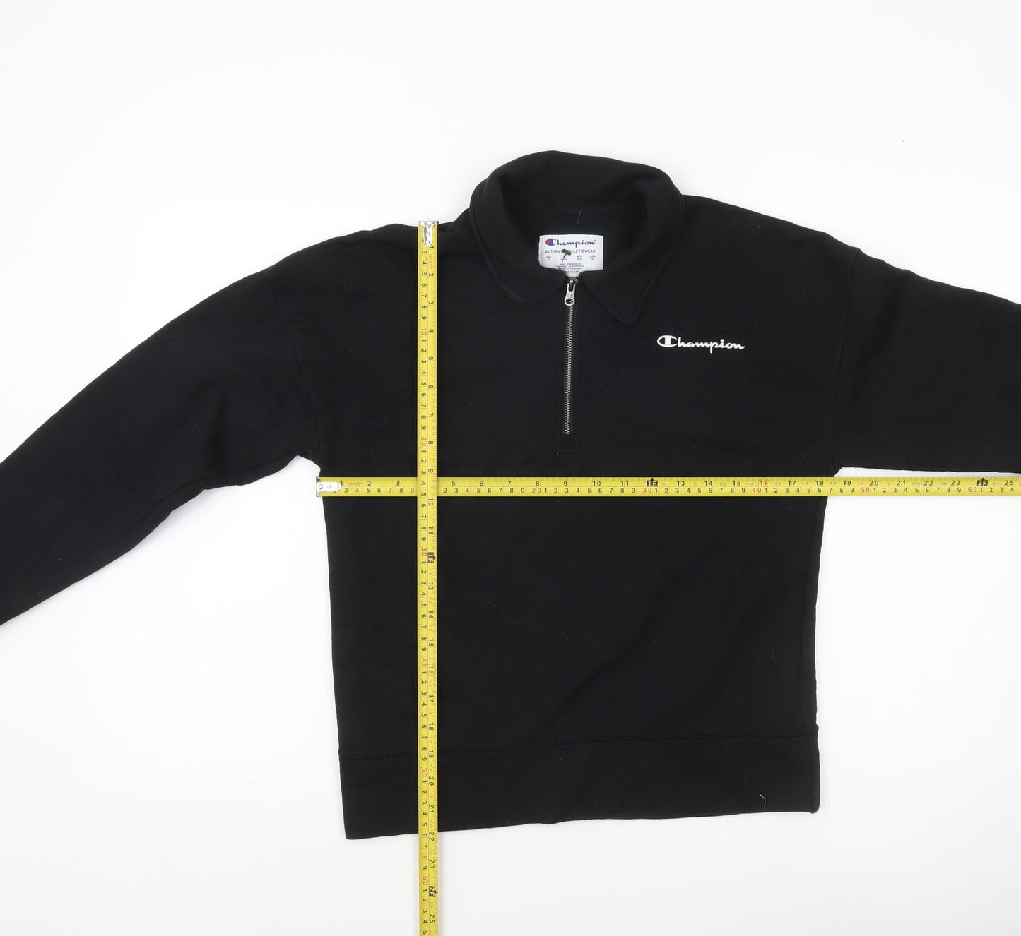 Champion Women Black XS Pullover Sweatshirt 1/4 Zip Logo