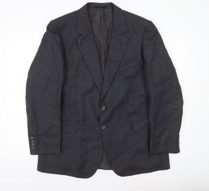 Marks and Spencer St Michael Mens Grey Pinstripe Wool Blend Blazer Jacket 42 Short