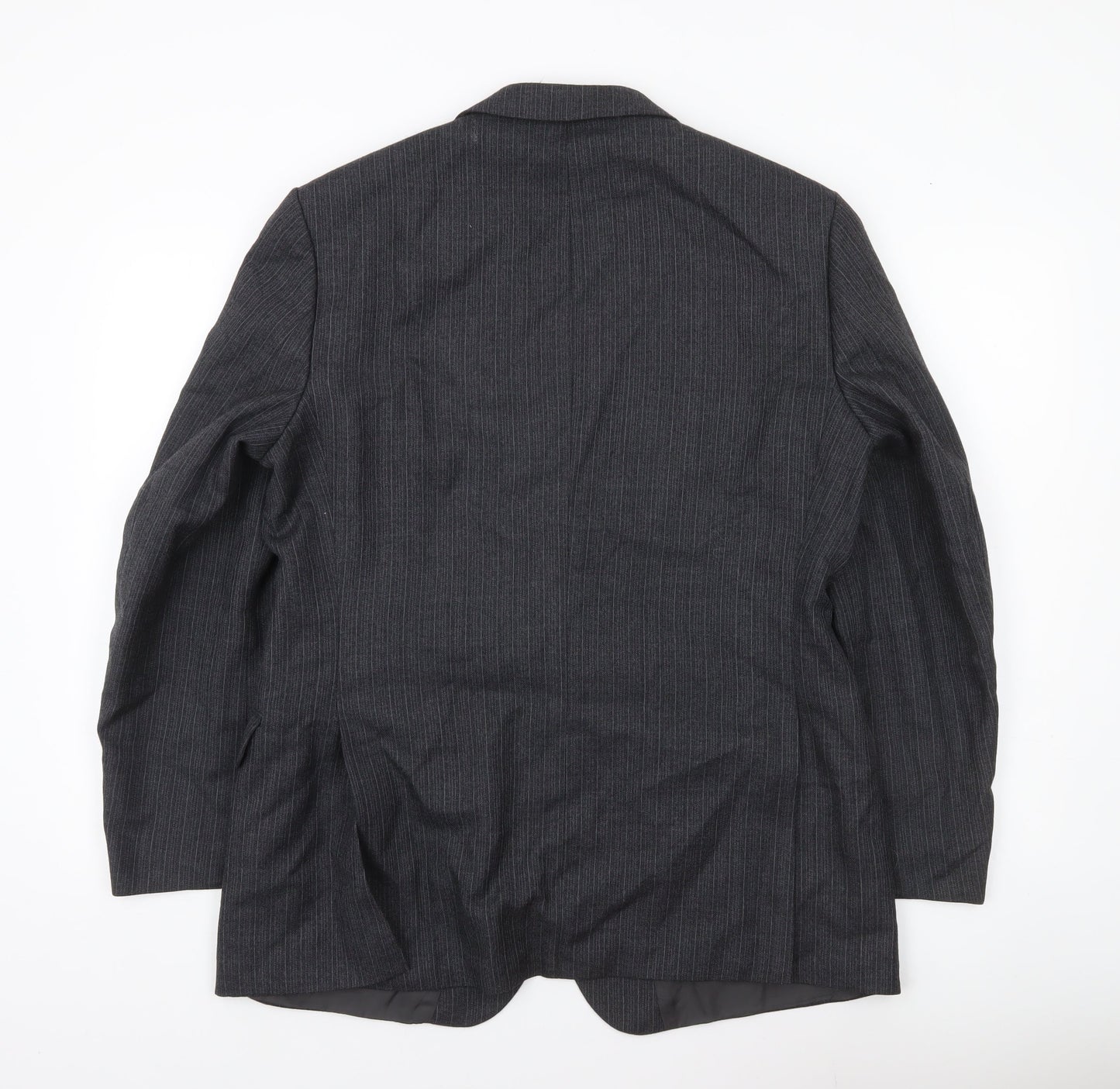 Marks and Spencer St Michael Mens Grey Pinstripe Wool Blend Blazer Jacket 42 Short