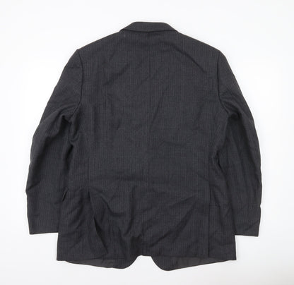 Marks and Spencer St Michael Mens Grey Pinstripe Wool Blend Blazer Jacket 42 Short