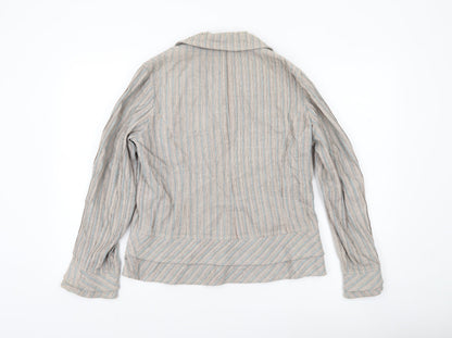 Adini Women Beige Striped Suit Jacket Blazer Small Cotton