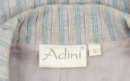 Adini Women Beige Striped Suit Jacket Blazer Small Cotton