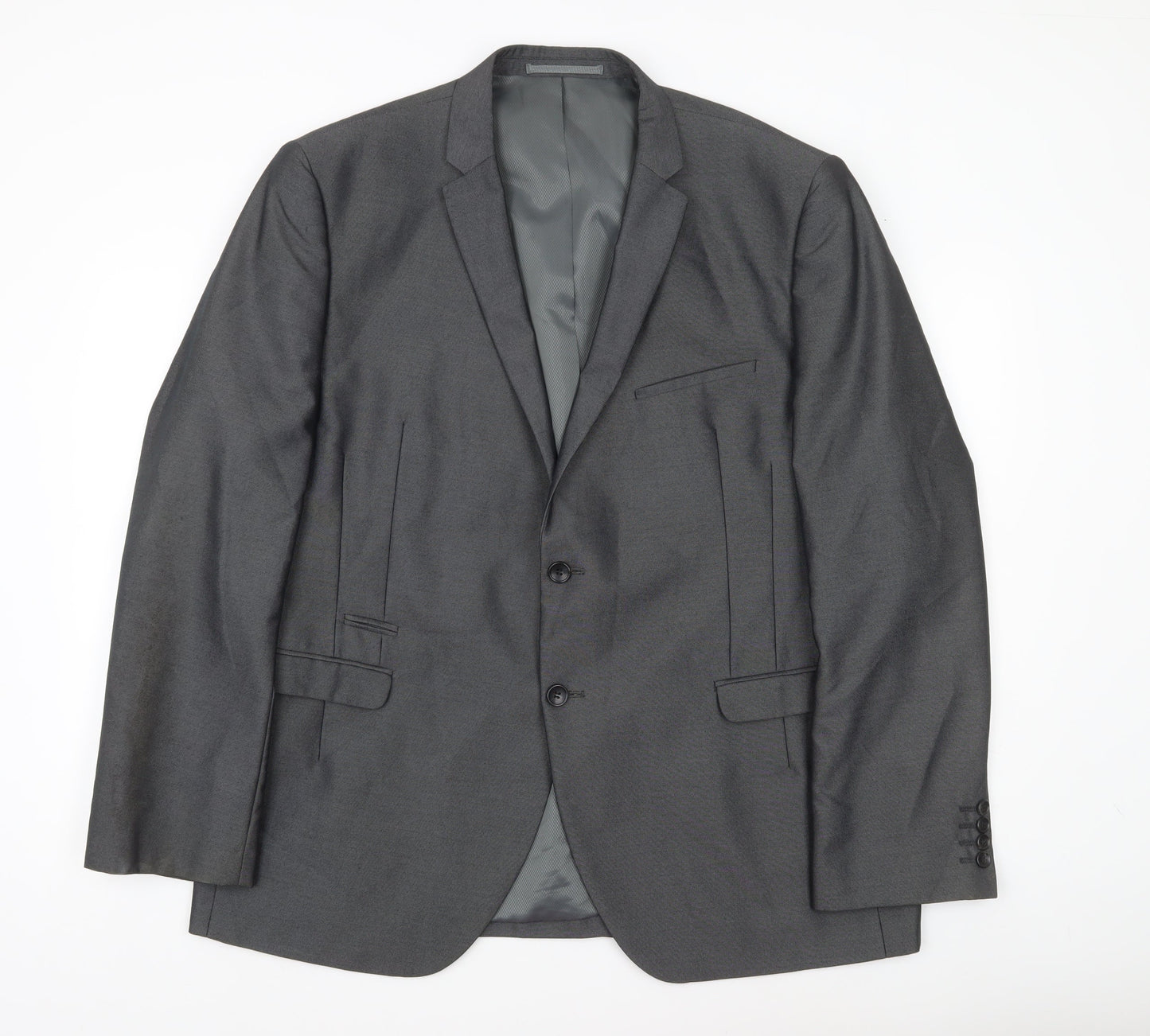 George Men Grey 46R Blazer Jacket Single Breasted Notch Lapel