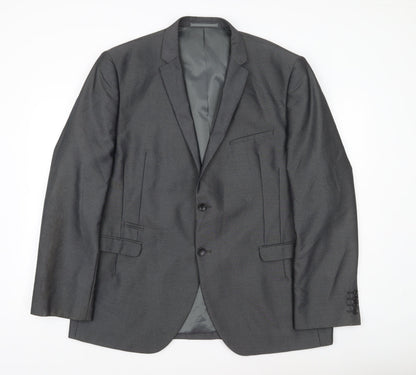 George Men Grey 46R Blazer Jacket Single Breasted Notch Lapel