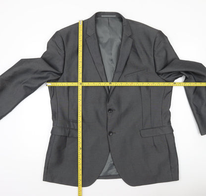 George Men Grey 46R Blazer Jacket Single Breasted Notch Lapel