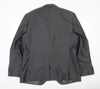 George Men Grey 46R Blazer Jacket Single Breasted Notch Lapel