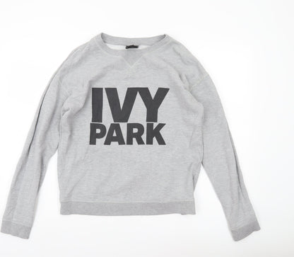 Ivy Park Womens Grey Sweatshirt Medium Pullover Logo Print Casual