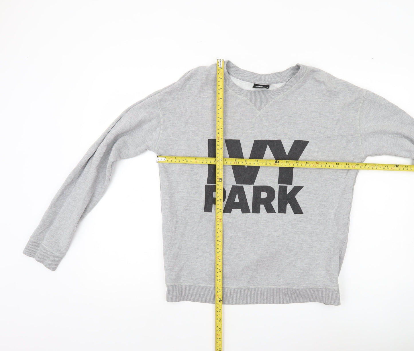 Ivy Park Womens Grey Sweatshirt Medium Pullover Logo Print Casual