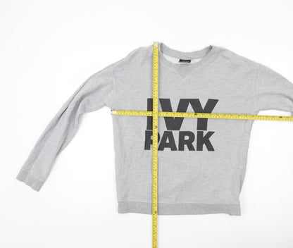 Ivy Park Womens Grey Sweatshirt Medium Pullover Logo Print Casual