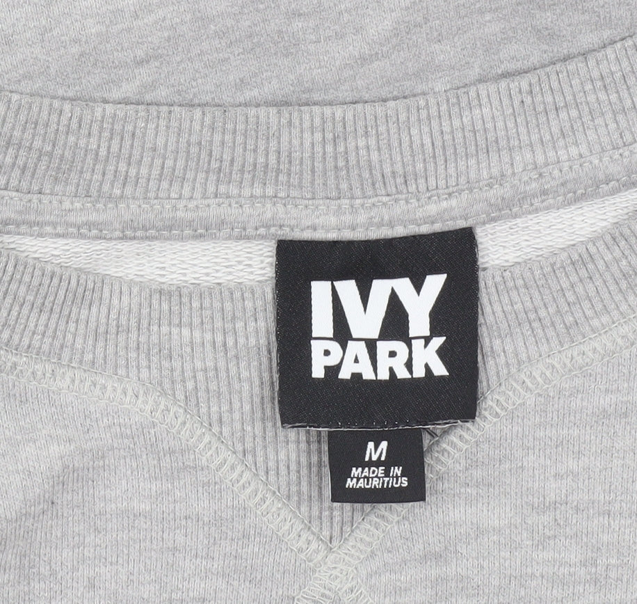Ivy Park Womens Grey Sweatshirt Medium Pullover Logo Print Casual