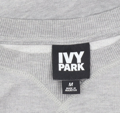 Ivy Park Womens Grey Sweatshirt Medium Pullover Logo Print Casual