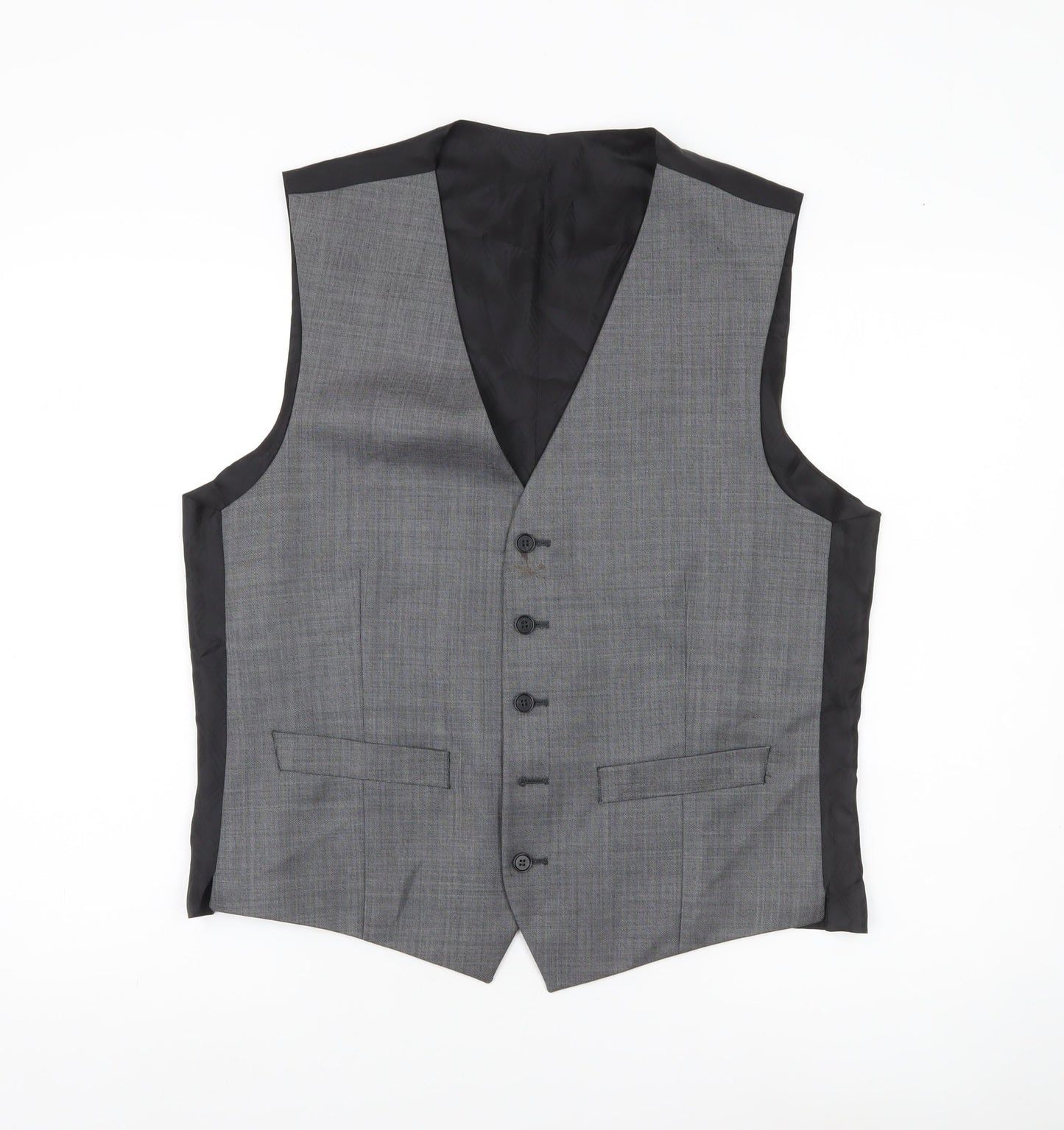 Jeff Banks Men’s Grey 40 Chest Wool Waistcoat Regular Fit