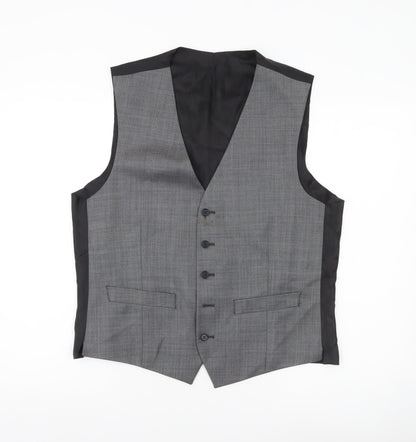 Jeff Banks Men’s Grey 40 Chest Wool Waistcoat Regular Fit
