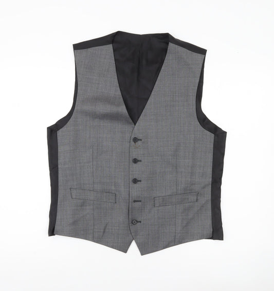 Jeff Banks Men’s Grey 40 Chest Wool Waistcoat Regular Fit
