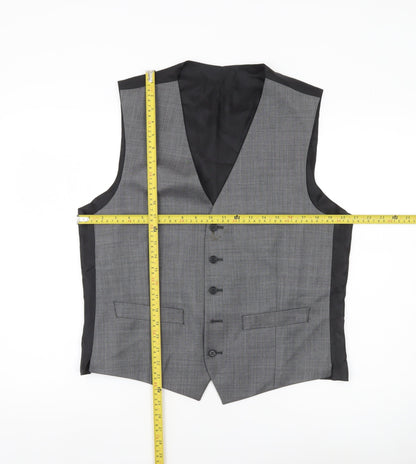 Jeff Banks Men’s Grey 40 Chest Wool Waistcoat Regular Fit