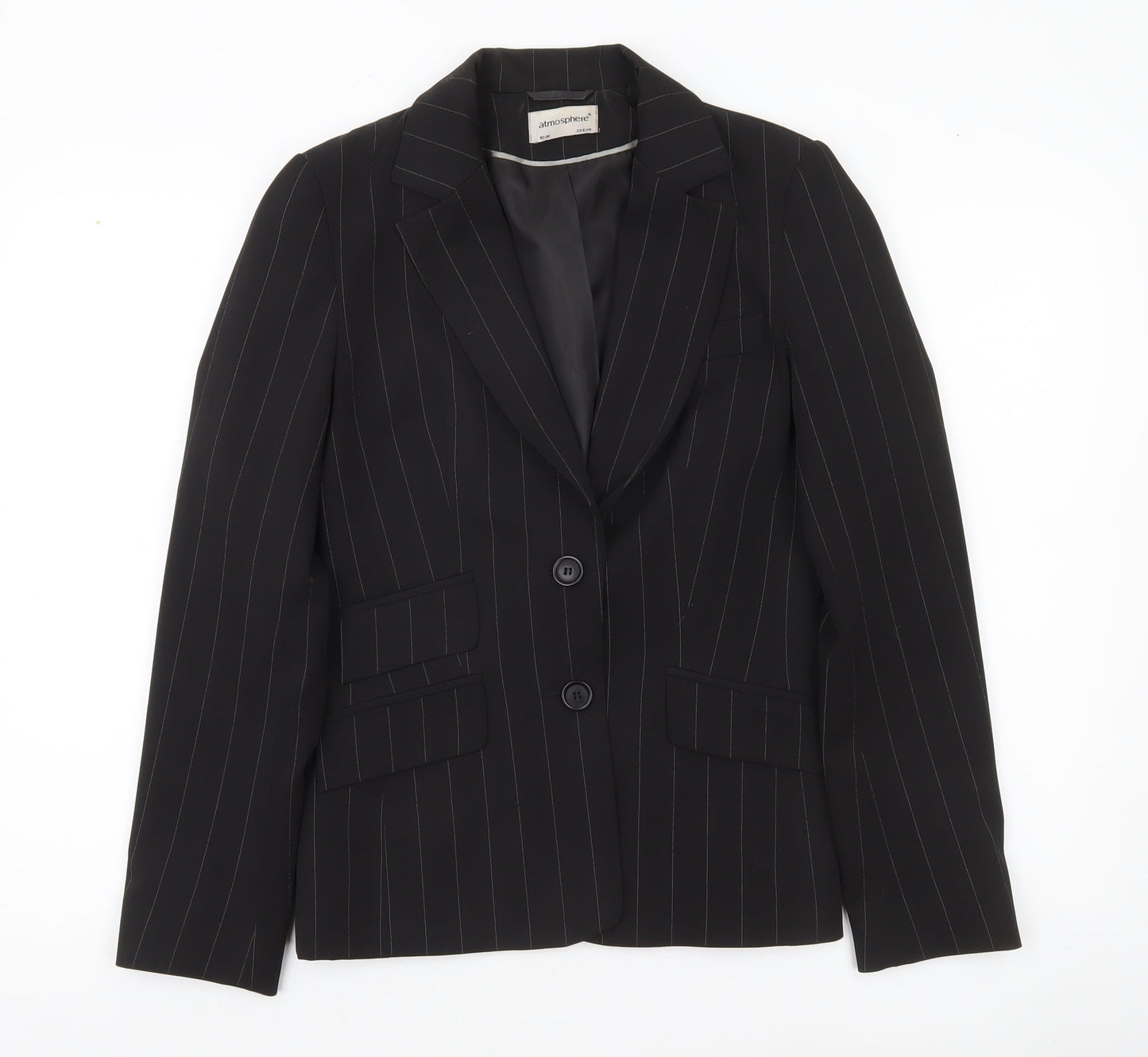 Atmosphere Womens Black Pinstripe Suit Jacket UK 10 Regular Fit