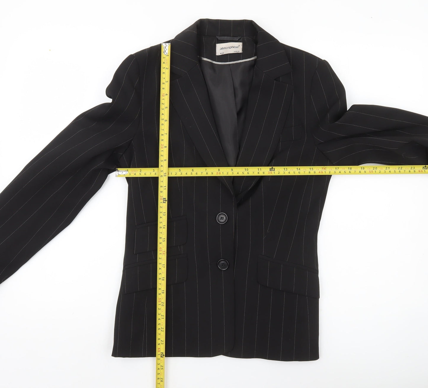 Atmosphere Womens Black Pinstripe Suit Jacket UK 10 Regular Fit