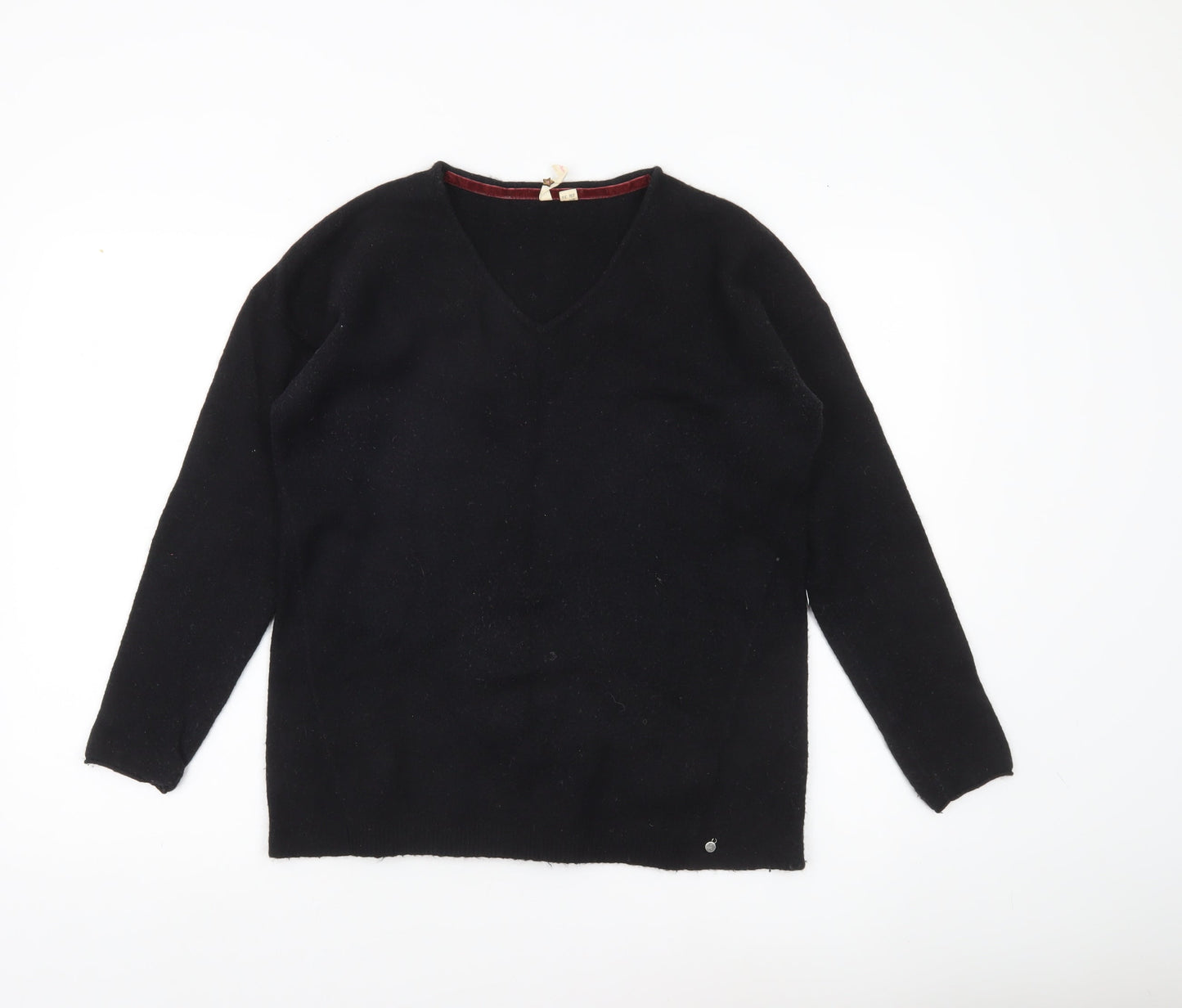 White Stuff Womens Black Wool Blend V-Neck Jumper Size 8