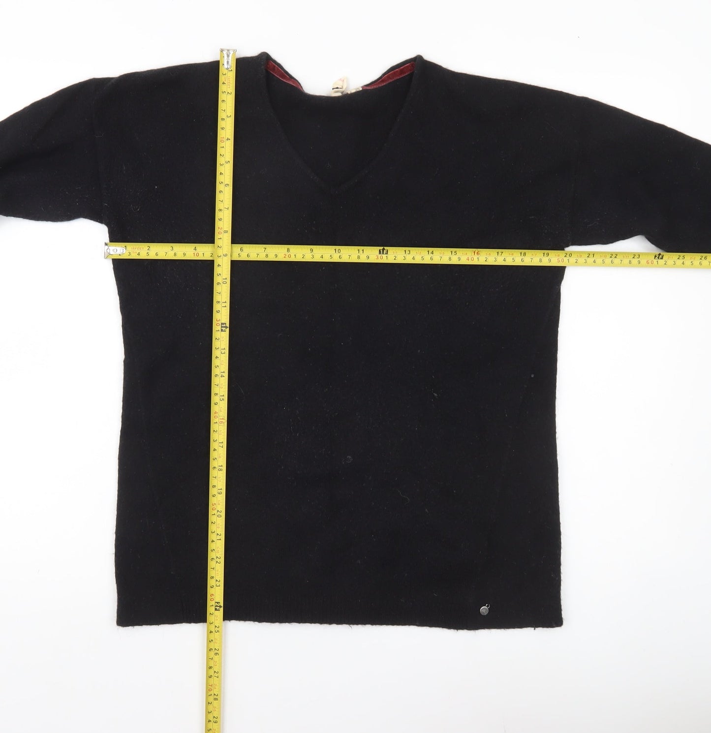 White Stuff Womens Black Wool Blend V-Neck Jumper Size 8