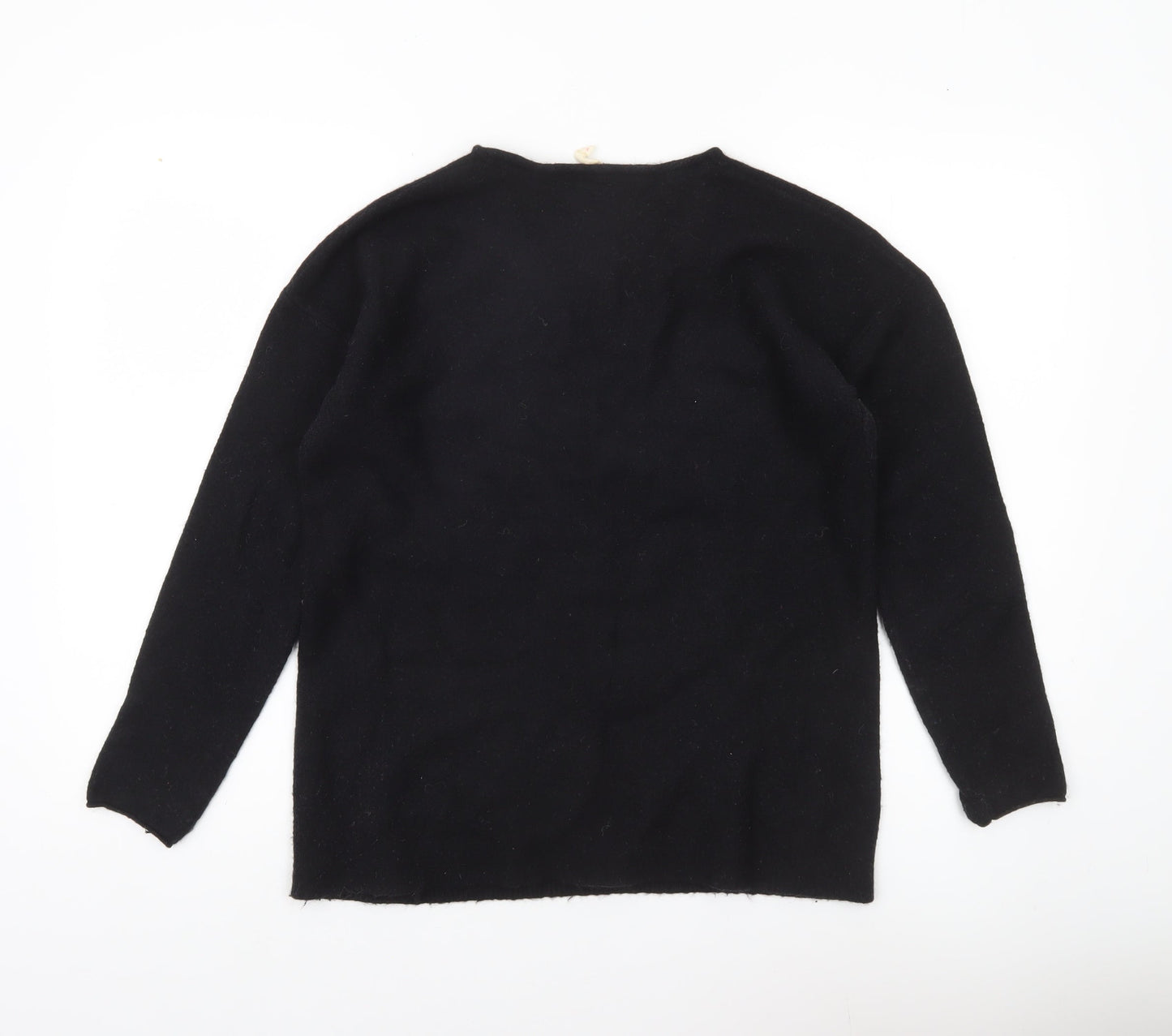 White Stuff Womens Black Wool Blend V-Neck Jumper Size 8