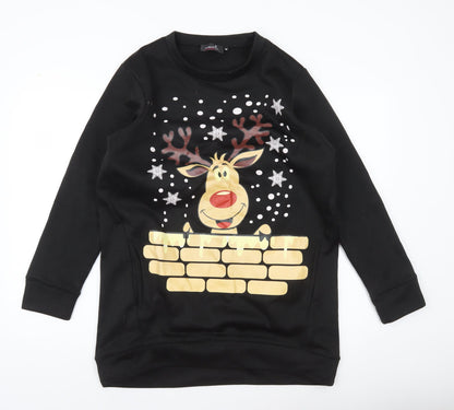 Nouvelle Collection Womens Black Christmas Reindeer Sweatshirt M