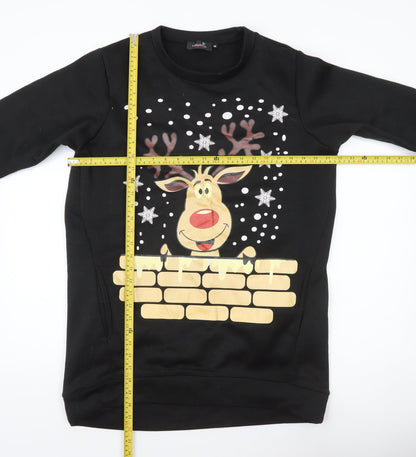 Nouvelle Collection Womens Black Christmas Reindeer Sweatshirt M