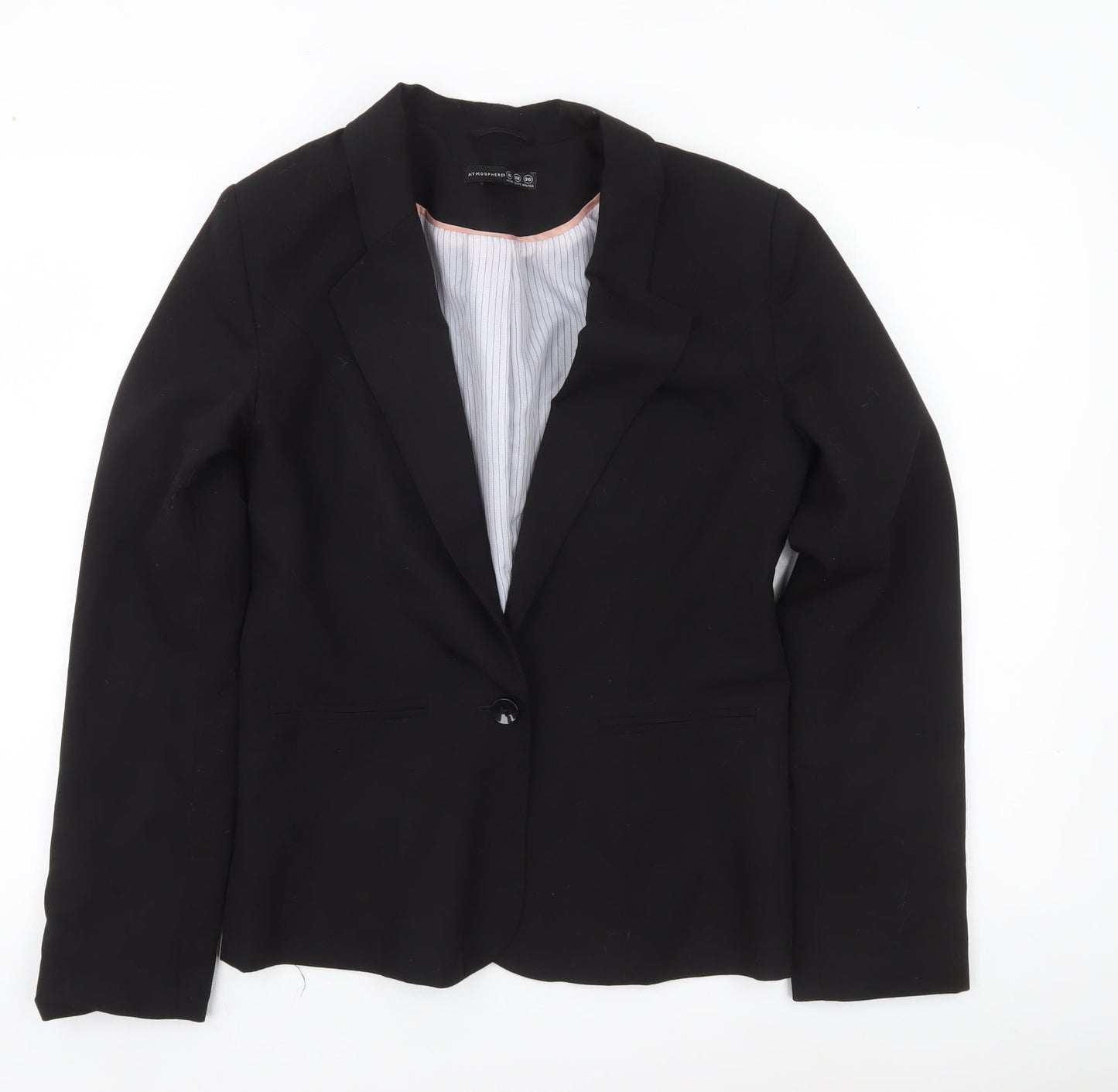 Atmosphere Women Black Size 10 Blazer Jacket Single Breasted Workwear