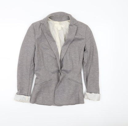 H&M Women’s Grey Blazer Jacket Size 4 Regular Fit Workwear