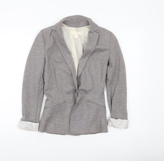 H&M Women’s Grey Blazer Jacket Size 4 Regular Fit Workwear