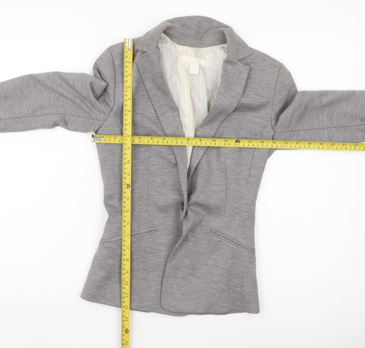 H&M Women’s Grey Blazer Jacket Size 4 Regular Fit Workwear