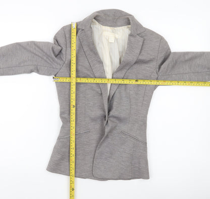 H&M Women’s Grey Blazer Jacket Size 4 Regular Fit Workwear