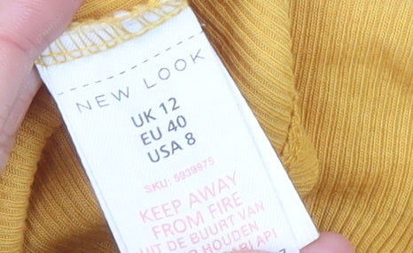 New Look Womens Yellow Roll Neck Slim Fit Jumper UK 12