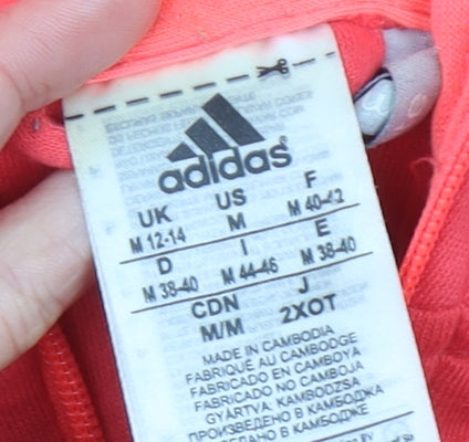 Adidas Womens Pink Full Zip Hoodie UK 12-14 Activewear Sports Jacket