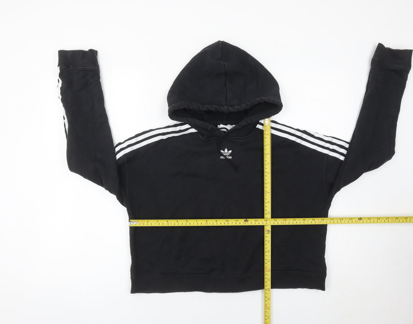 Adidas Womens Black Hoodie Pullover UK 12 Cotton Logo Sportswear