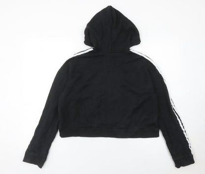 Adidas Womens Black Hoodie Pullover UK 12 Cotton Logo Sportswear
