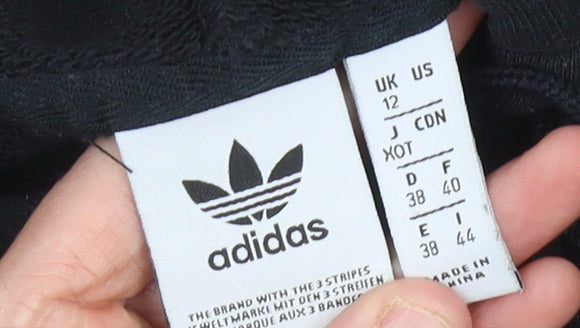 Adidas Womens Black Hoodie Pullover UK 12 Cotton Logo Sportswear