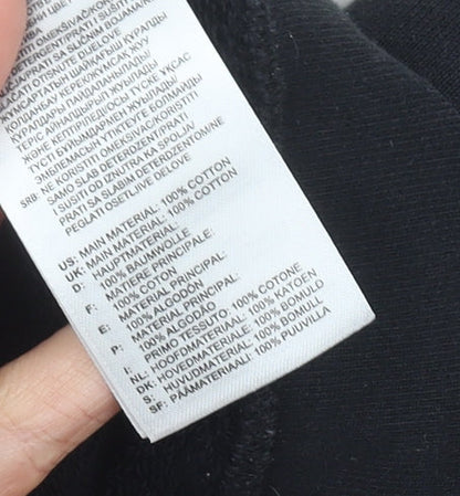 Adidas Womens Black Hoodie Pullover UK 12 Cotton Logo Sportswear